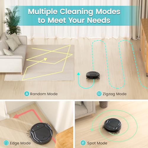 Lefant Robot Vacuum Cleaner, 120 Mins Runtime, Compact Design, Low Noise, Powerful Suction, Wi-Fi/App/Voice Control, Self-Charging, Scheduled Cleaning, Ideal for Pet Hair and Hard Floors, M210 Black