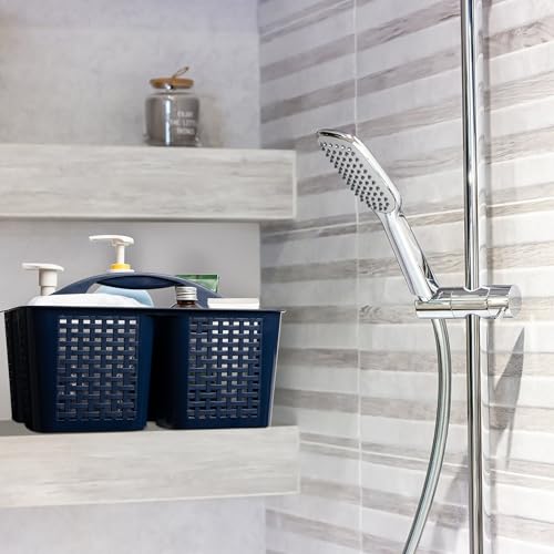 Tiawudi Portable Shower Caddy, Caddy Organizer with Handle, Plastic Shower Basket Hold Soap, Shampoo, Hair Supplies and Beauty Products, Cleaning Supplies Organizer for Home, Dorm, Shelf and Cabinet