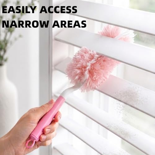 Nicemiya 30 Count Pink Duster Refills Compatible with Swiffer Handle, 360° Multi-Surface Duster Refills with 1 Handle, 5X Microfibers Disposable Dusters for Home, Office Cleaning