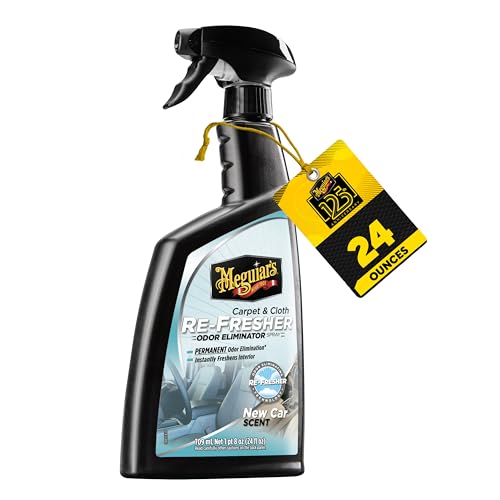 Meguiar's Carpet and Cloth Re-Fresher Odor Eliminator Spray, Car Air Freshener, Fights Odors and Freshens Fabrics in your Car, Easy to Use Trigger Spray, 24 Oz