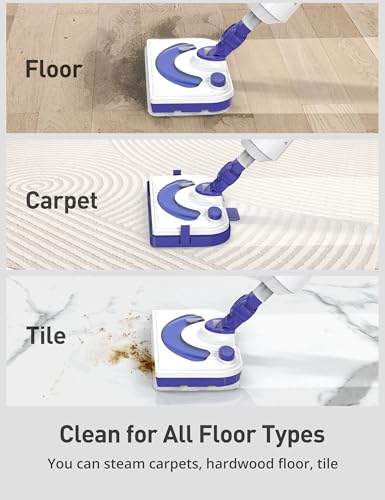 Steam Mops for Floor Cleaning, 1300W Floor Steamer with Detergent Chamber, 25S Heat Up, Lightweight Steamer for Cleaning with 2 Washable Pads, Safe for Tiles, Upholstery, Carpet, Hardwood