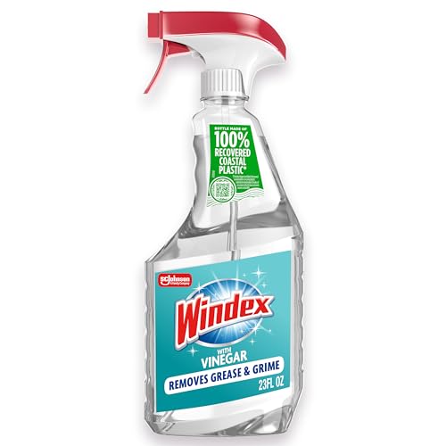 Windex Vinegar Glass and Surface Cleaner Spray Bottle, Packaging Designed to Prevent Leakage and Breaking, Surface Cleaning Spray, 23 Fl Oz