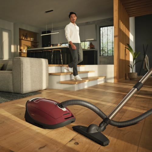 Miele Complete C3 Limited Edition Bagged Canister Vacuum Cleaner with AirClean System, AllTeQ Universal Floorhead, and Parquet Twister Floorbrush, in Tayberry Red