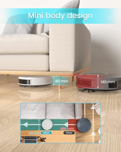 Lefant M210 Pro Robot Vacuum with 2200 Pa Powerful Suction, 6 Cleaning Modes, 120 Mins Runtime, Quiet, Self-Charging, Voice Control, Ideal for Pet Hair and Hard Floor, White