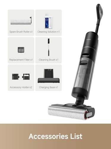 DREAME H12 PRO Vacuum Mop, Wet Dry Vacuum Cleaner for Hard Floor, Vacuum and Mop at The Same Time for Wet & Dry Messes, Auto Self-Cleaning, Edge to Edge Cleaning with Hot Air Drying
