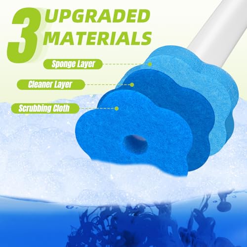 Disposable Toilet Brush, Extended Handle with 48 Cleaner Refills, Toilet Brush for Toilet Bowl Cleaners, Bathroom Cleaning