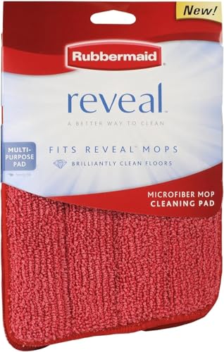 Rubbermaid Reveal Spray Mop Replacement Head, Red, Reusable Wet Mop Microfiber Pad for Floor Cleaning in Kitchen/Bathroom/Kitchen/School
