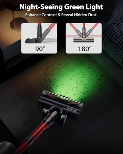 XenonLab Cordless Vacuum Cleaner, 75Mins/55KPa/650W Freestanding Vacuum Cleaners for Home, with Anti-Static&Anti-Tangle Brush, LED Touch Screen, Stick Vacuum for Carpets, Pet Hair, Hardwood Floors