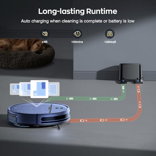 Robot Vacuum and Mop Combo, 2 in 1 Robot Vacuum Cleaner with WiFi/App, Smart Robotic Vacuums with Strong Suction, Schedule, Self-Charging, Slim, Quiet, Ideal for Hard Floor, Pet Hair, Low Pile Carpet
