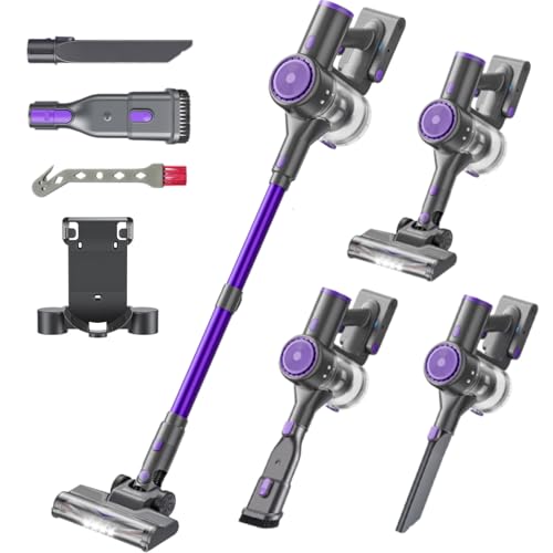 BlueEpic Cordless Vacuum Cleaner, 40KPA 45Mins Rechargeable Vacuum Cordless, Stick Vacuum with 2 Adjustable Modes, Handheld Vacuum for Home/Pet Hair/Carpet/Floor (Purple)
