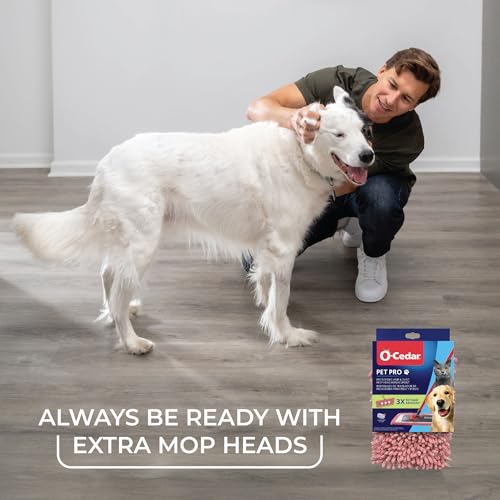 O-Cedar Pet Pro Microfiber Hair & Dust Mop | 3X Pet Hair Removal* | Electrostatic Dry Dust Mop for Dog & Cat Homes | Hardwood, Tile & Hard Floor Cleaning