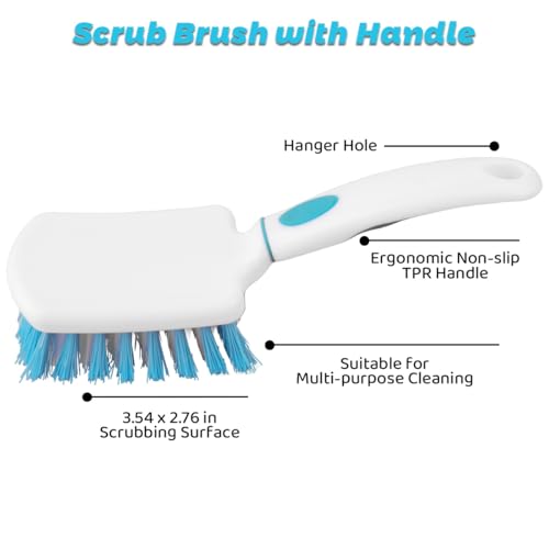 3 Pack Scrub Brush Set, Heavy-Duty Scrub Scrubbing Brushes for Cleaning, Grout Brush with Stiff Bristles Cleaning Brush for Bathroom, Bathtub, Kitchen, Floor, Tub, Tile, Sink