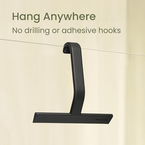 dancemoon JustHang Shower Squeegee for Glass Doors, All-One-Piece Award-Winning Silicone Squeegee with Built-in Hook for Bathroom, Window, Mirror, Tile Wall,Car, Streak-Free Cleaner Tool,10-Inch Black