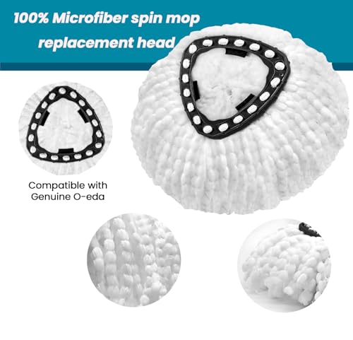 4 Pack Mop Head Replacement Compatible with O Cedar Triangle Swivel Mops,Spin Mop Replacement Head 100% Microfiber,Deep Cleaning,EPSUNORISE Compatible with O Cedar Mops(White)