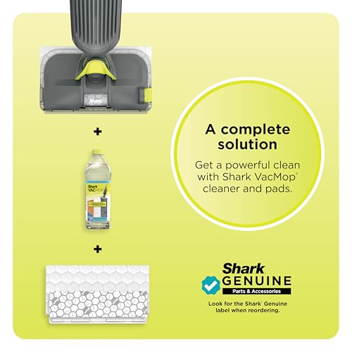 Shark VACMOP Cordless Hard Floor Cleaner, Vacuum and Spray Mop, Powerful Suction, Lightweight, LED Headlights, Includes 4 Disposable Pads, 12oz Multi-Surface Cleaning Solution, Gray, VM252