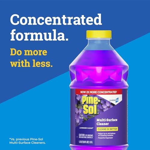 Pine-Sol 2X Concentrated Multi-Surface Concentrated Formula, All-Purpose Cleaner, Lavender Clean, Scent 40 Fluid Ounces (Pack of 2 total of 80 Fl oz) Makes 80 Gallons Of Cleaning Solution