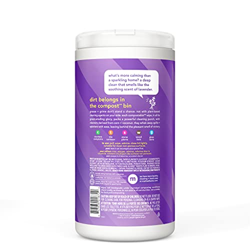 Method All-Purpose Cleaning Wipes, French Lavender, Multi-Surface, Compostable, 70 Count, (Pack of 3)