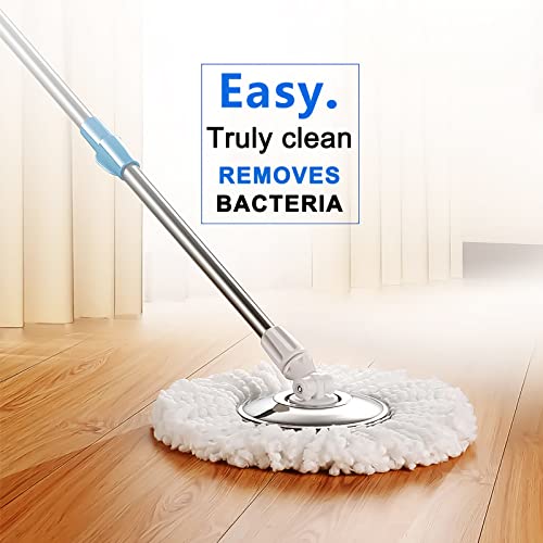 Spin Mop and Bucket with Wringer Set, 360° Mop and Bucket System with 3 Microfiber Mop Refills and 61" Extended Handle, Spinning Mop Bucket for Floor Cleaning, Blue