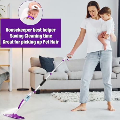 Wet Spray Mop for Floor Cleaning with 14 oz Bottle & 3 Microfiber Pads