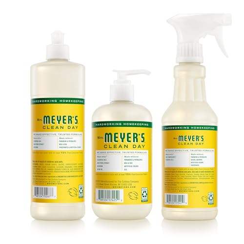 Mrs. MEYER'S CLEAN DAY Kitchen Basics Set, Honeysuckle Scent Cleaning Supplies includes Hand Soap (12.5 Fl Oz), Dish Soap (16 Fl Oz) and Multi-Surface Cleaner (16 Fl Oz)