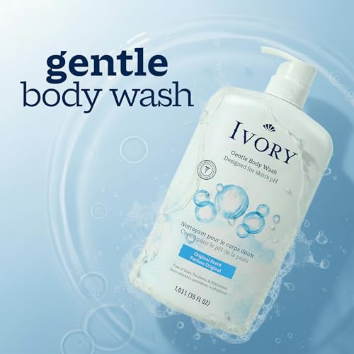 Ivory Body Wash, Designed for the Whole Family, Gentle Formula, Free of Dyes Heavy Perfumes Parabens Phthalates & Silicones, for Sensitive Skin, Designed for Skin's pH, Original Scent, 35 oz