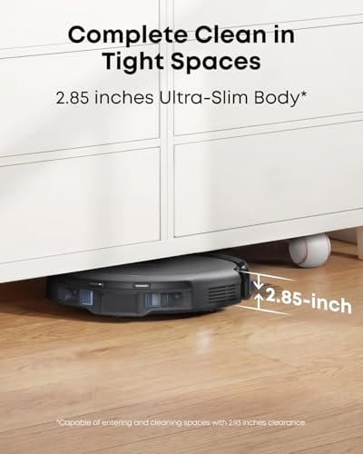 eufy C10 Robot Vacuum Self Emptying, 8 Weeks Hands Free, Advanced Smart Mapping with LiDAR Navigation, 2.85-Inch Slim Design, Powerful Suction, Edge Expansion Brush for Pet Hair, Carpet Detection