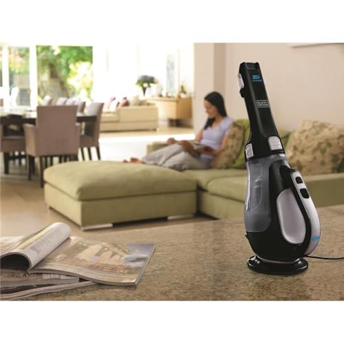 BLACK+DECKER dustbuster 20V Hand Vacuum Cordless Rechargeable, Car Vacuum Portable, Powerful Suction AdvancedClean Hand Vac with Extendible Crevice Tool, Flip-Up Brush and Charging Base (BDH2000L)