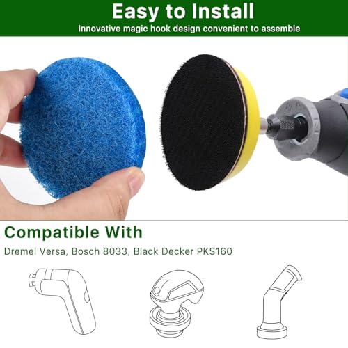 Boocalny 32pcs Electric Cleaning Brush Pad Set, 8 Foam Pads 8 Kitchen Mats 8 Performance Pads 8 Microfibre Pads, Power Scrubber Scour Replacement Pads fit for Dremel Versa Cleaning Brush