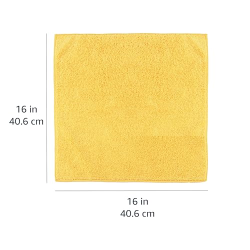 Amazon Basics Microfiber Car Drying Towels, Highly Absorbent, Lint Free, Scratch Free, Ultra-Soft, Car Detailing, Buffing and Polishing, 16" x 16", Yellow, 12-Pack