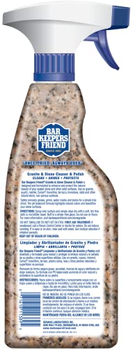 Bar Keepers Friend Stone & Granite Cleaner and Polish (25.4 oz) Plus 1 Microfiber Cloth, 2pc Cleaning Kit, Multi Surface Cleaner for Use on Natural, Manufactured & Polished Stone Countertops