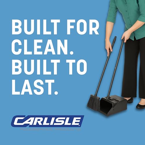 SPARTA Duo-Pan Upright Dust Pan and Broom Set, Essential Cleaning Tools for Home and Commercial Use, 36" Handle, 1 Count, Black