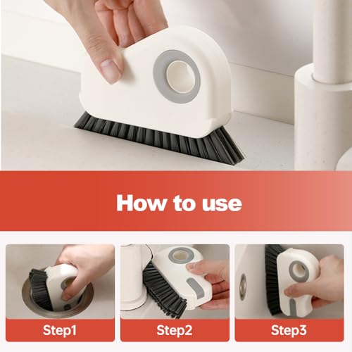 2 in 1 Groove Cleaning Brush Window Track Cleaning Tools, 2024 New Hard Bristle Crevice Cleaning Brush with Hidden Scraper, Shutter Door Window Track Kitchen Cleaning Brushes Kit (2, Orange)
