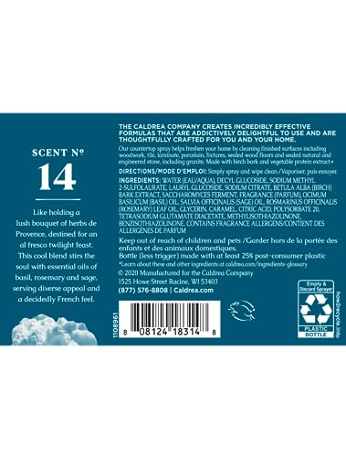 Caldrea Multi-surface CounterTop Spray Cleaner, Made With Vegetable Protein Extract, Basil Blue Sage, 16 Fl Oz