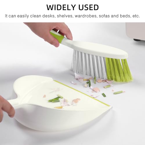 NACENA Dust Pan and Brush Set, Large Hand Broom and Dustpan Set Large Brush and Dustpan Set for Camping Broom and Dustpan Combo for Daily Cleaning Pet Hair Office Home Car, Yellow & Green