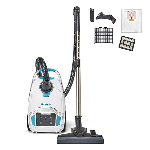 Simplicity Vacuums Scout Canister Vacuum Cleaner, Compact Rug and Wood Floor Vacuum, Household Vacuum Cleaners Feature Extendable Wand and Digital Suction Control…