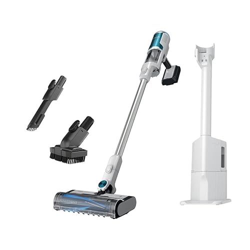 Shark Clean & Empty Cordless Stick Vacuum & Auto-Empty System | HEPA Filter | Lightweight, Portable, Rechargeable | Stick Vacuum for Pet Hair | Carpets & Hard Floors | 40-Min Runtime | White | BU3521