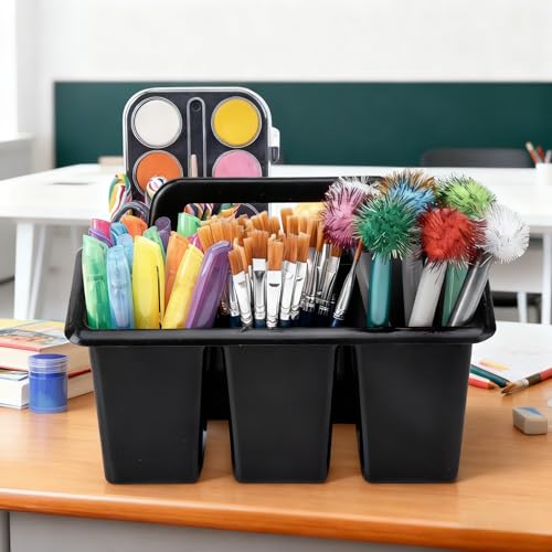 Find Scrapblooms 6 Pack Plastic Classroom Caddy For School,Kidsroom,Pencil Holder,Portable Art Craft Caddy Organizer With Handle,Cleaning Caddy Organization For Shower Room（Black