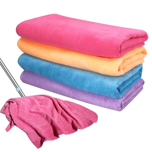 Olutacot 4 Pcs Multicolor Extra Large Microfiber Cleaning Cloth 30 x 20 Inch Reusable Thick Cleaning Towel Washable Solid Color Microfiber Towel for Home Office Window Cars Glass