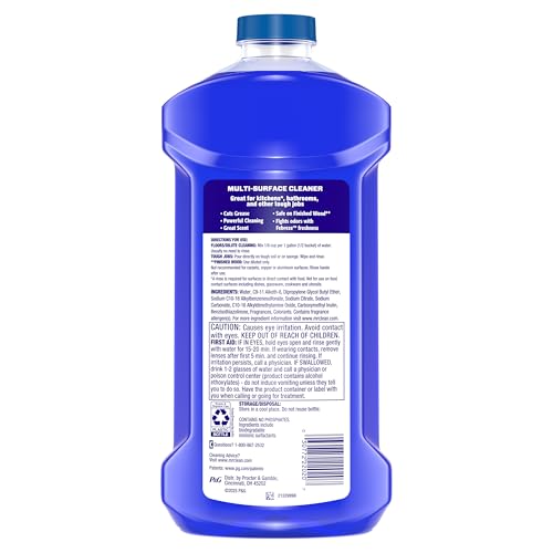 Mr. Clean All Purpose Cleaner, Mop Soap, Floor Cleaner for Mopping Home, Bathroom, & Kitchen, Cleaning Liquid for Mop & Bucket, Cleaning Supplies, Multi-Surface Dilutable, Ocean, 41oz
