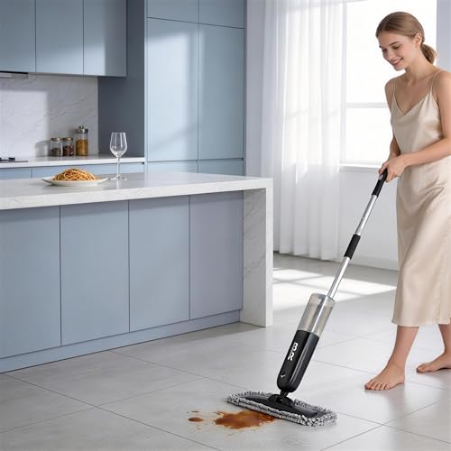 Electric Spray Mop Floor Cleaner with 2 Mopping Pads 720ml Bottle & Scraper 360° Swivel Head Lightweight Cordless Wet Dry Cleaner for Hardwood Floor Cleaning Laminate Tile Wood Vinyl & All Hard Floors