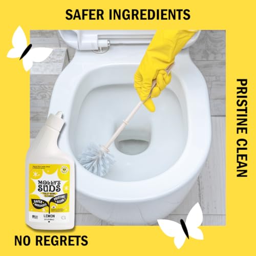 Molly's Suds Toilet Bowl Cleaner (Non-Bleach) | 98% Plant-Based Gel Formula Freshens, Removes Stains and Deodorizes | Lemon Scent - 23 Fl Oz (Pack of 3)