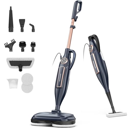 DEVOAC VM6 Scrubbing Steam Mop with Rotating Mop Pads, 10 in 1 Steam Mop, Lightweight Spin Mop & 3 Steam Modes for Hard Floor Laminate Marble Floors (Ink)