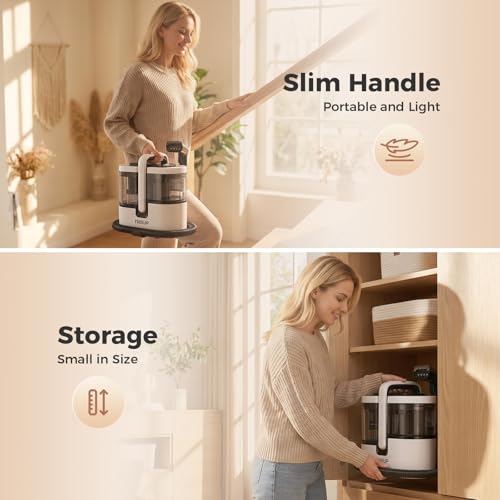 TREEUP Portable Carpet Cleaner Machine with Steam & Hot Water, 18Kpa Powerful Suction Upholstery Deep Cleaner, Handheld Carpet Spot Cleaner with 4 Tools Ideal for Rug, Pets, Car, Couch, Furniture