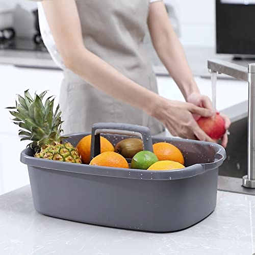 Large Cleaning Supplies Caddy Portable Shower Basket Supply Organizer with Handle Plastic Bucket Tool Storage for Bathroom, Bedroom, Kitchen, College Dorm, Garden, Dark Gray