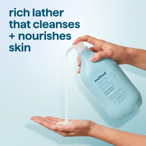 method Body Wash, Wind Down - Leaves Skin Feeling Soft & Moisturized, Made Without Parabens, Notes of Chamomile, Starflower & Blue Lavender, 28 Fl Oz