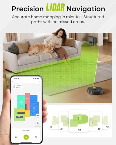 MONSGA Robot Vacuum and Mop Combo, 90 Days Self-Emptying with 8000Pa Suction, LiDAR Smart Mapping, Dual Anti-Tangle for Pet Hair, Carpet and Hard Floor