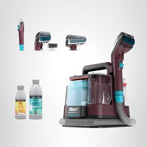 Shark Carpet Cleaner Machine, Portable Upholstery StainStriker, Spot, Odor & Stain Remover, 2 Carpet Cleaner Solutions, 3 Tools, Perfect for Pet Hair, Area Rugs, Couches, Burgundy, PX203BRN
