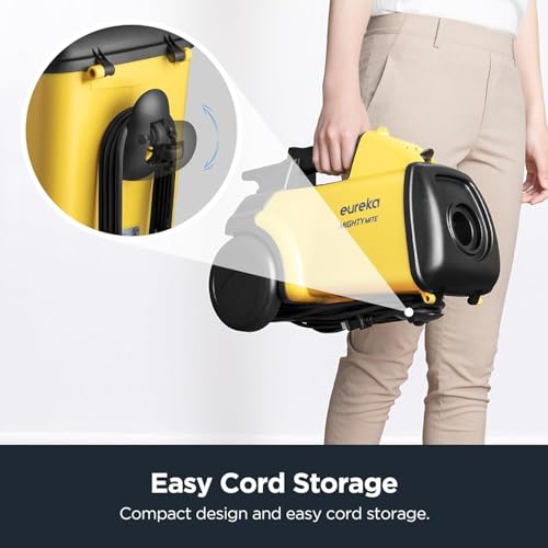Eureka Canister Vacuum, Pet Friendly Vacuum Cleaner for Home, Lightweight Powerful Vacuum for Carpets and Hardfloors, 3670G Ordinary, Yellow