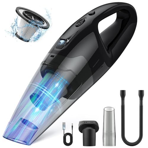 BSRCO Handheld Vacuum Cordless Rechargeable, 3-in-1 Car Vacuum Portable with LED Light & USB Charge, 1.65Lbs Lightweight Hand Vacuum Cleaner for Pet Hair, Home, Car Interior