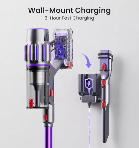 Cordless Vacuum Cleaner,Upgraded 650W 55KPA 90Mins Cordless Stick Vacuum with Smart Display,1.8L Cup,V-Shaped Anti-Tangle Brush,Wall Mount Charging,Self-Standing Vacuum Cleaners for Home,Floor,Carpet